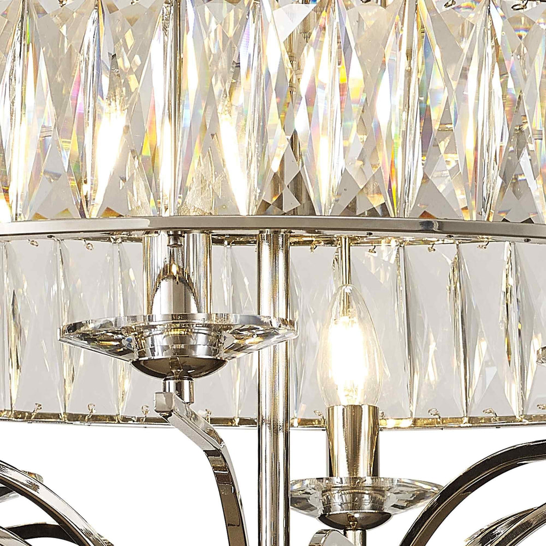 Diyas IL31831 Vivienne Ceiling 8 Light E14 Polished Nickel/Crystal