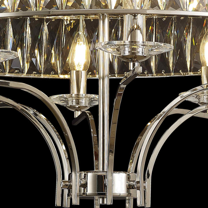 Diyas IL31831 Vivienne Ceiling 8 Light E14 Polished Nickel/Crystal