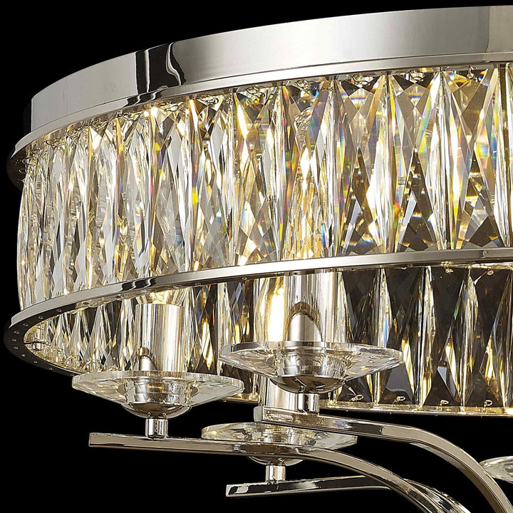 Diyas IL31831 Vivienne Ceiling 8 Light E14 Polished Nickel/Crystal