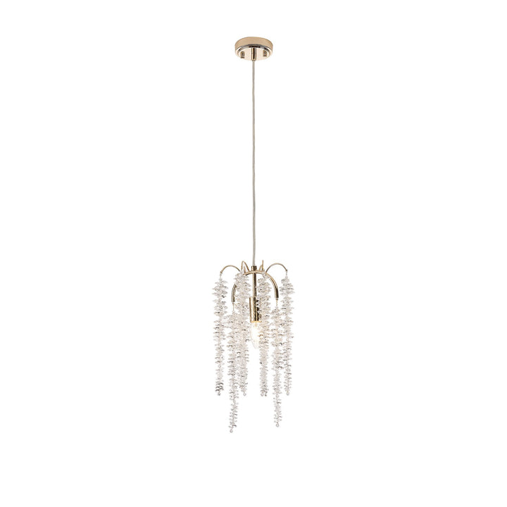 Diyas IL32902 Wisteria Round Pendant 1 Light E14 French Gold / Crystal