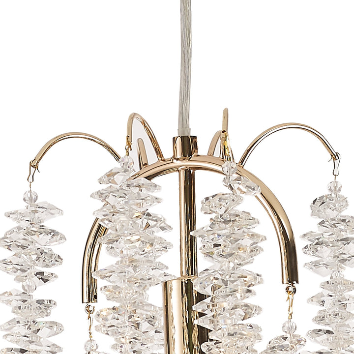 Diyas IL32902 Wisteria Round Pendant 1 Light E14 French Gold / Crystal