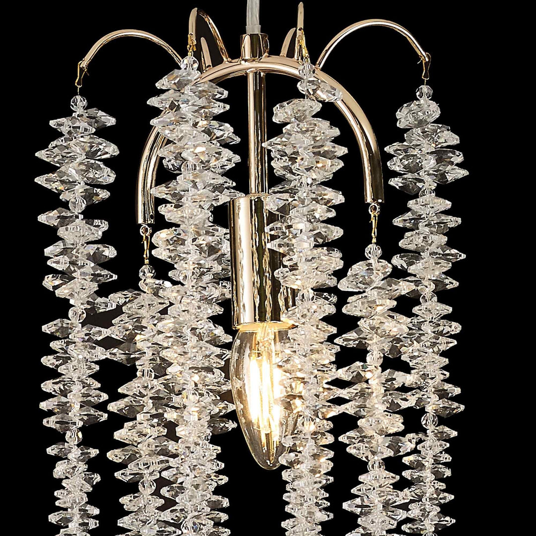 Diyas IL32902 Wisteria Round Pendant 1 Light E14 French Gold / Crystal