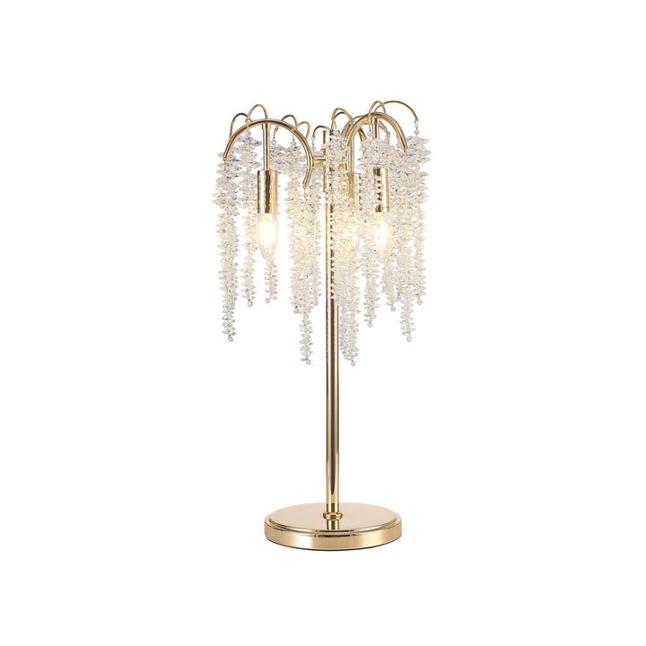 Diyas IL32900 Wisteria Table Lamp 3 Light E14 French Gold / Crystal