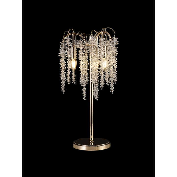 Diyas IL32900 Wisteria Table Lamp 3 Light E14 French Gold / Crystal