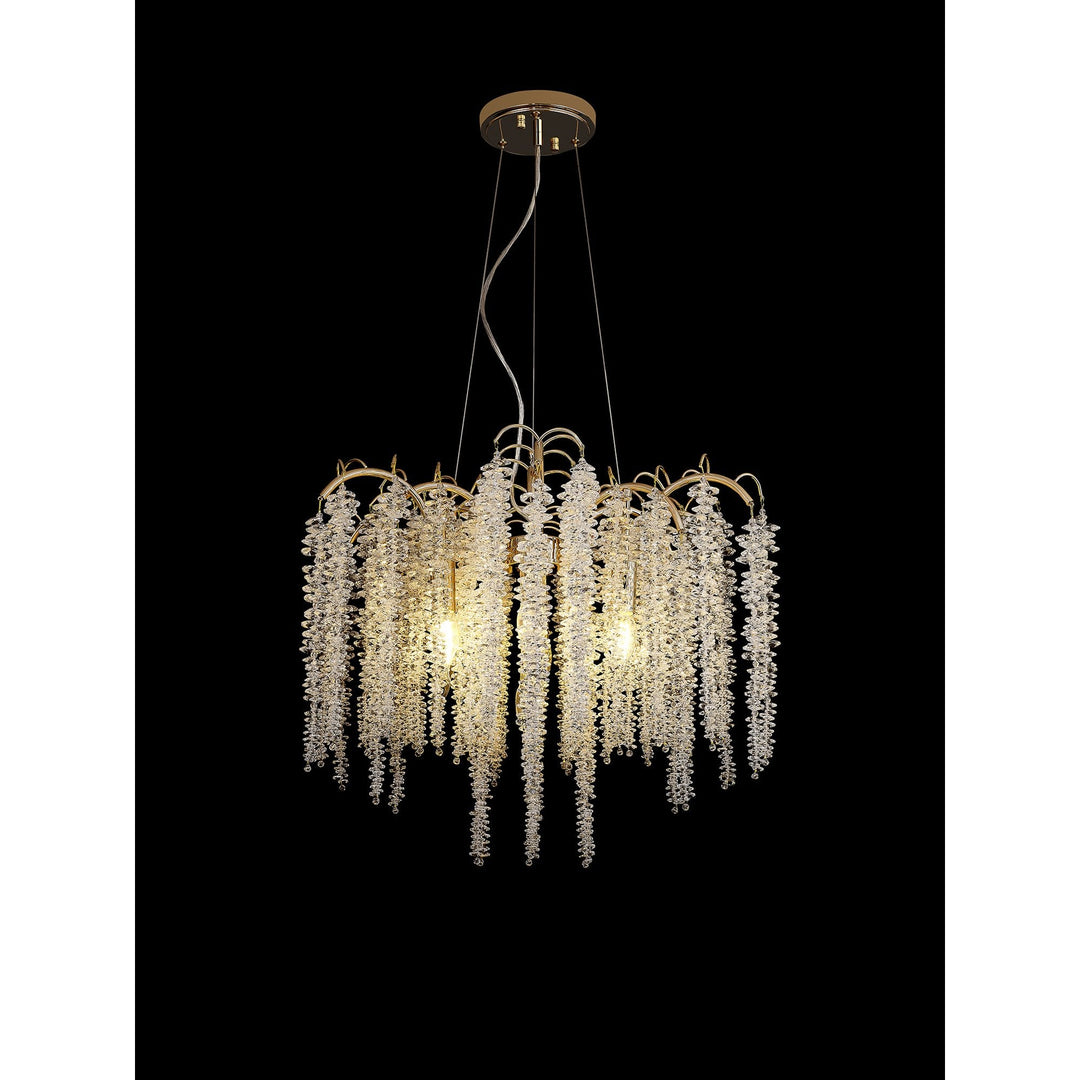 Diyas IL32856 Wisteria Round Pendant 7 Light E14 French Gold / Crystal