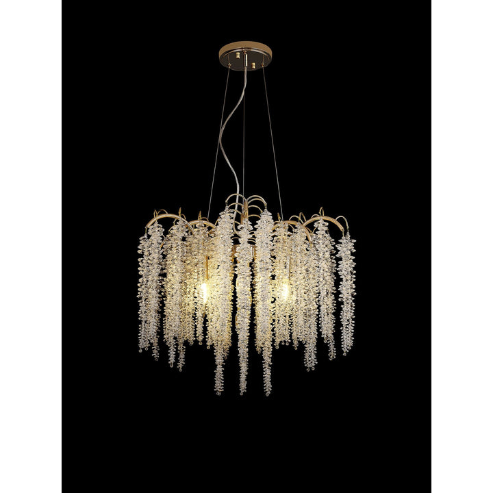 Diyas IL32856 Wisteria Round Pendant 7 Light E14 French Gold / Crystal