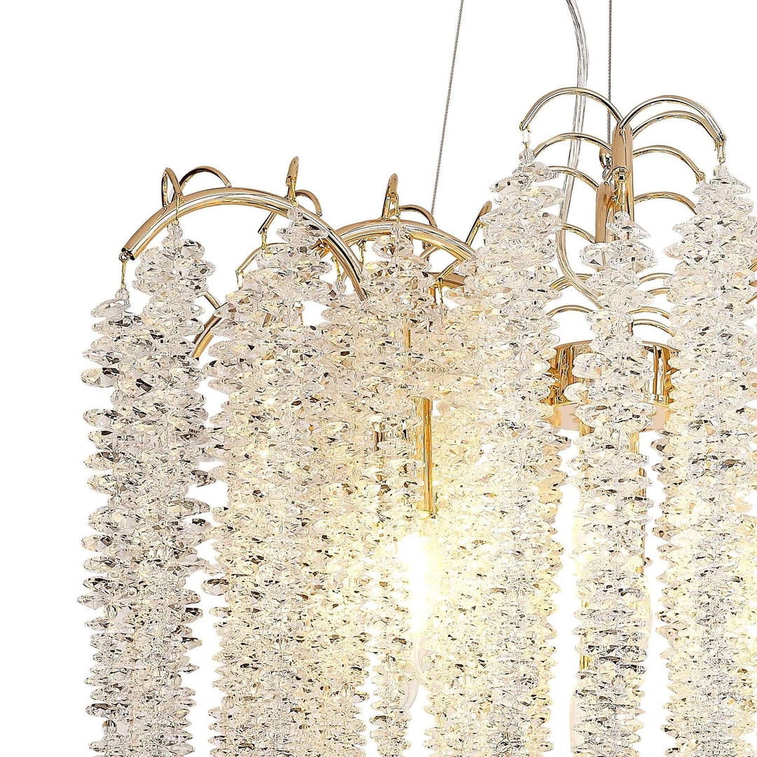 Diyas IL32856 Wisteria Round Pendant 7 Light E14 French Gold / Crystal