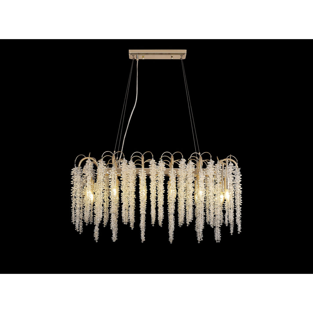 Diyas IL32858 Wisteria Oval Pendant 12 Light E14 French Gold / Crystal