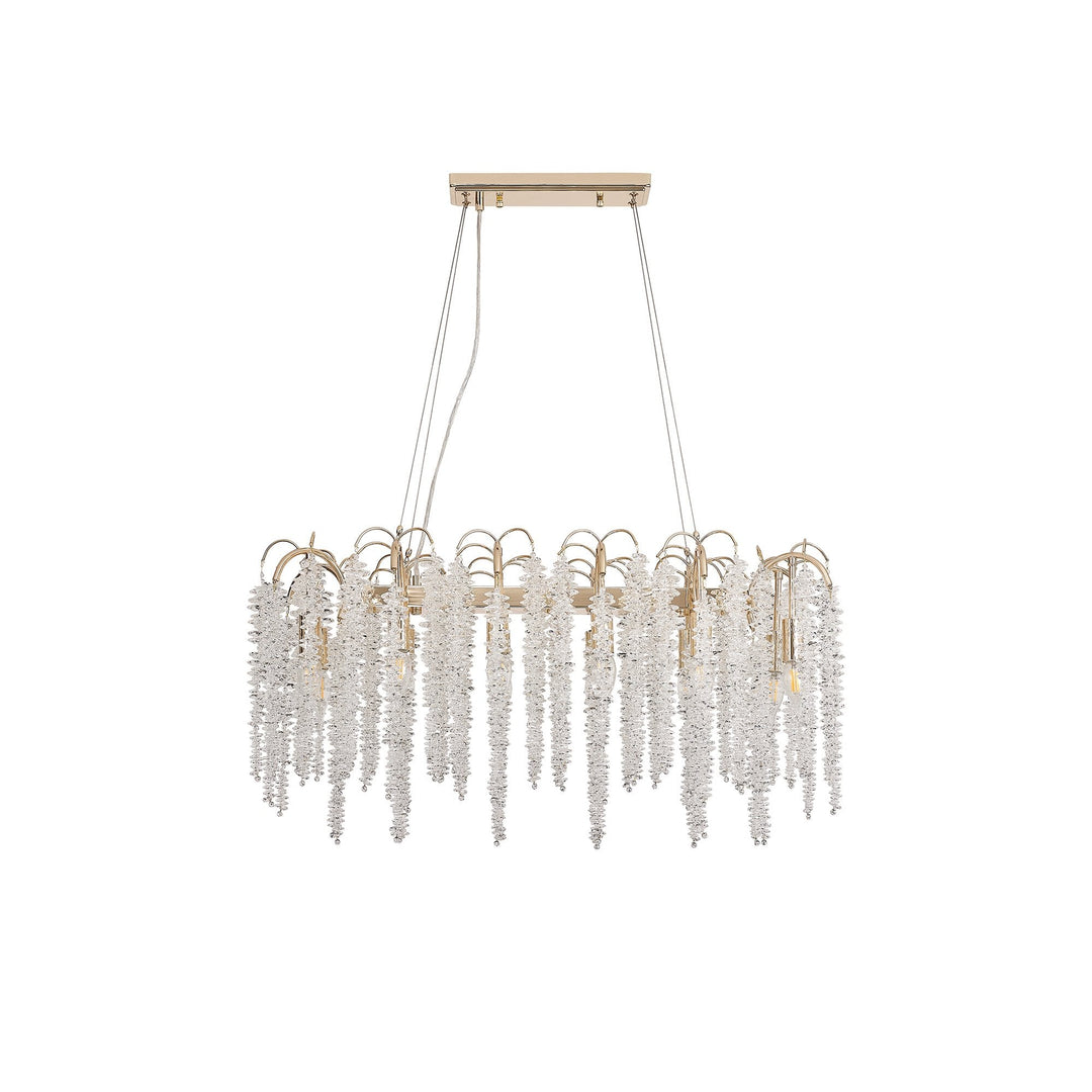 Diyas IL32858 Wisteria Oval Pendant 12 Light E14 French Gold / Crystal