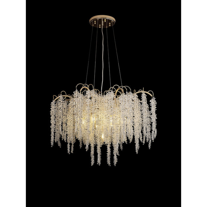 Diyas IL32857 Wisteria Round Pendant 9 Light E14 French Gold / Crystal