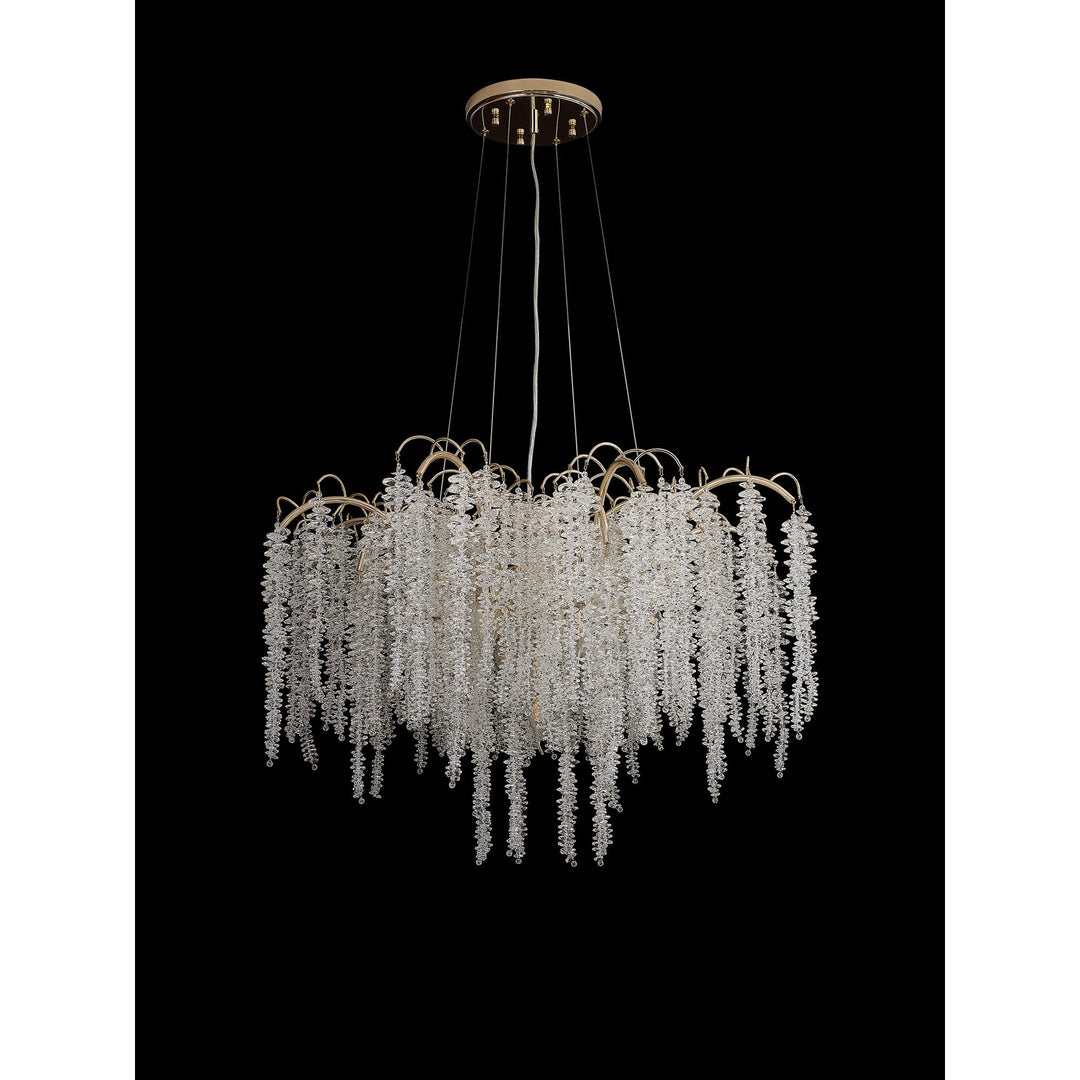 Diyas IL32857 Wisteria Round Pendant 9 Light E14 French Gold / Crystal