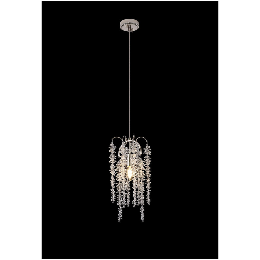 Diyas IL32906 Wisteria Round Pendant 1 Light E14 Polished Nickel / Crystal