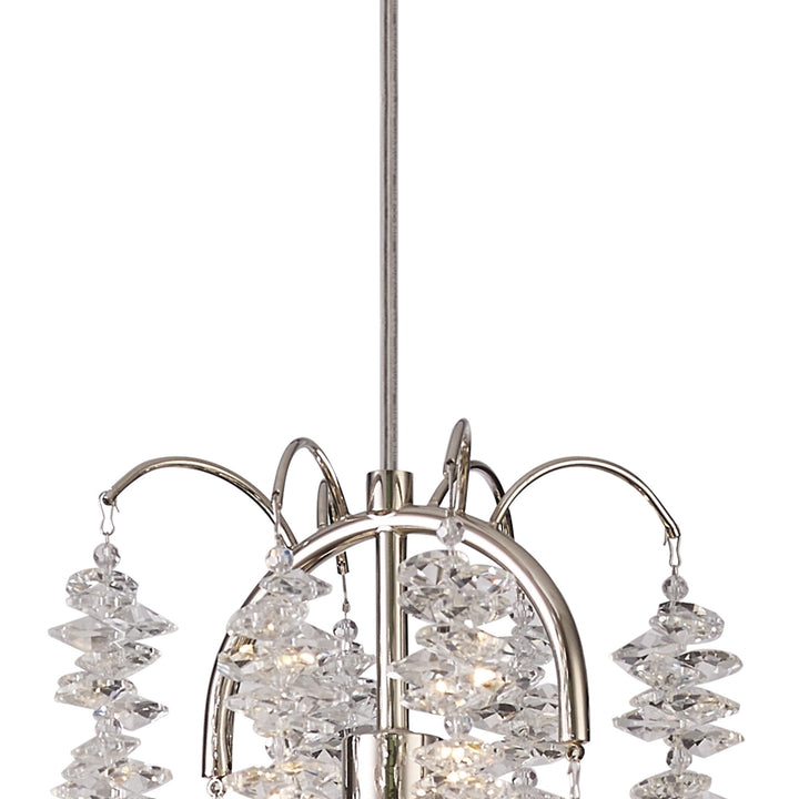 Diyas IL32906 Wisteria Round Pendant 1 Light E14 Polished Nickel / Crystal