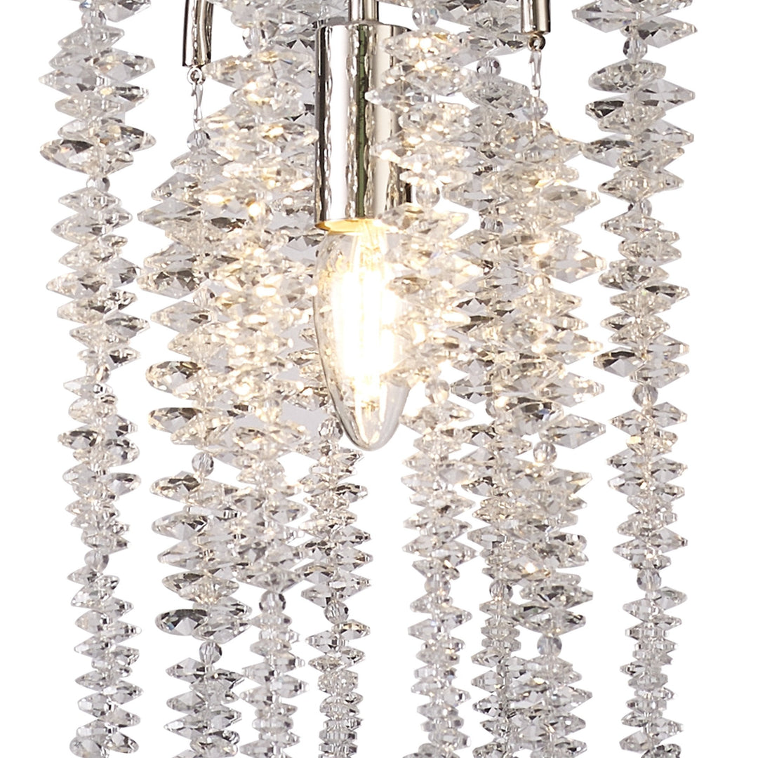 Diyas IL32906 Wisteria Round Pendant 1 Light E14 Polished Nickel / Crystal