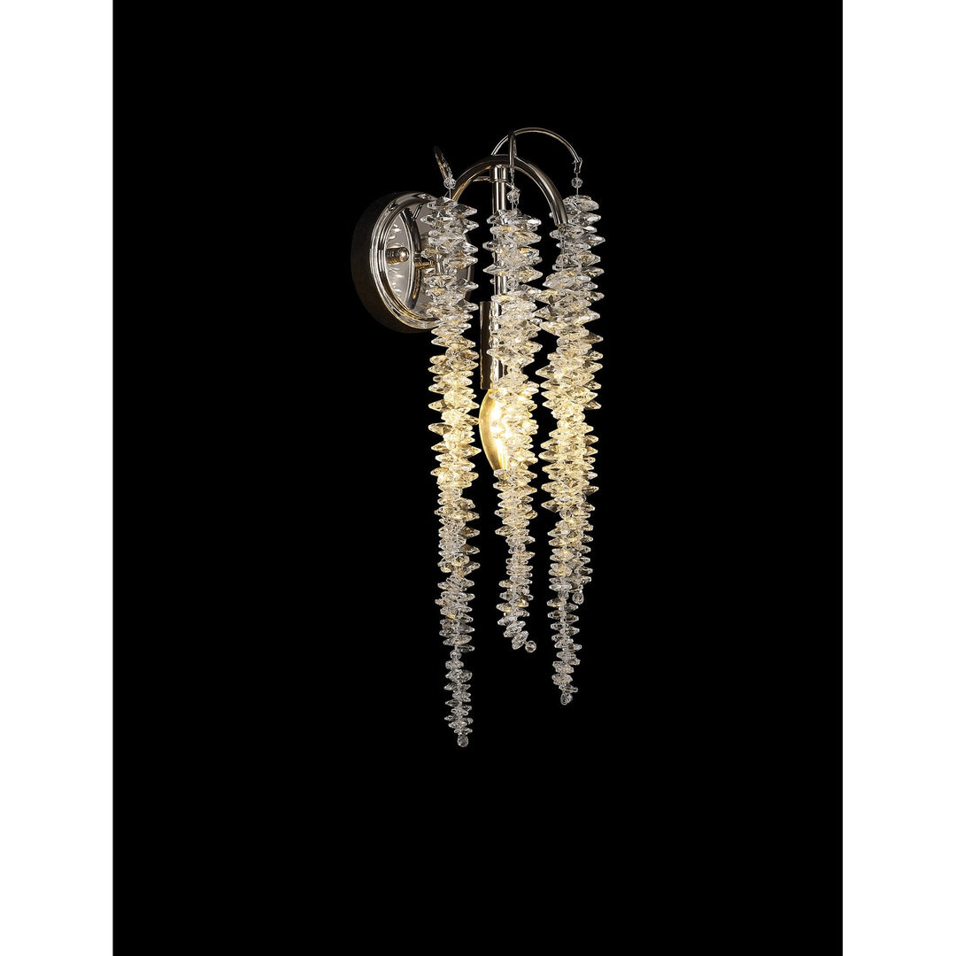 Diyas IL32885 Wisteria Wall Lamp 1 Light E14 Polished Nickel / Crystal