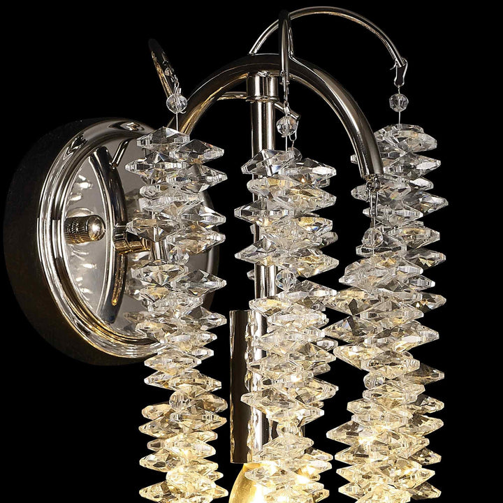 Diyas IL32885 Wisteria Wall Lamp 1 Light E14 Polished Nickel / Crystal