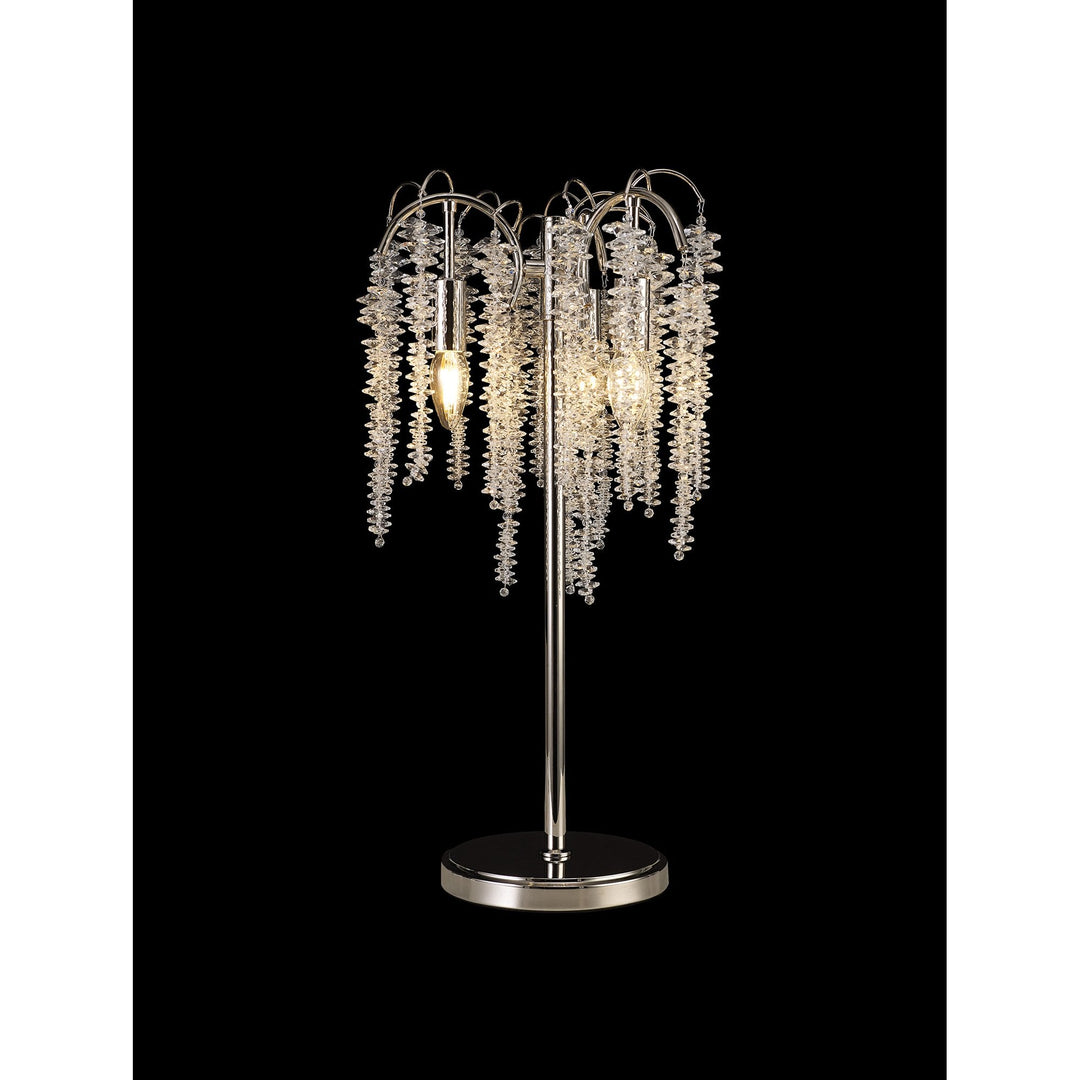 Diyas IL32904 Wisteria Table Lamp 3 Light E14 Polished Nickel / Crystal