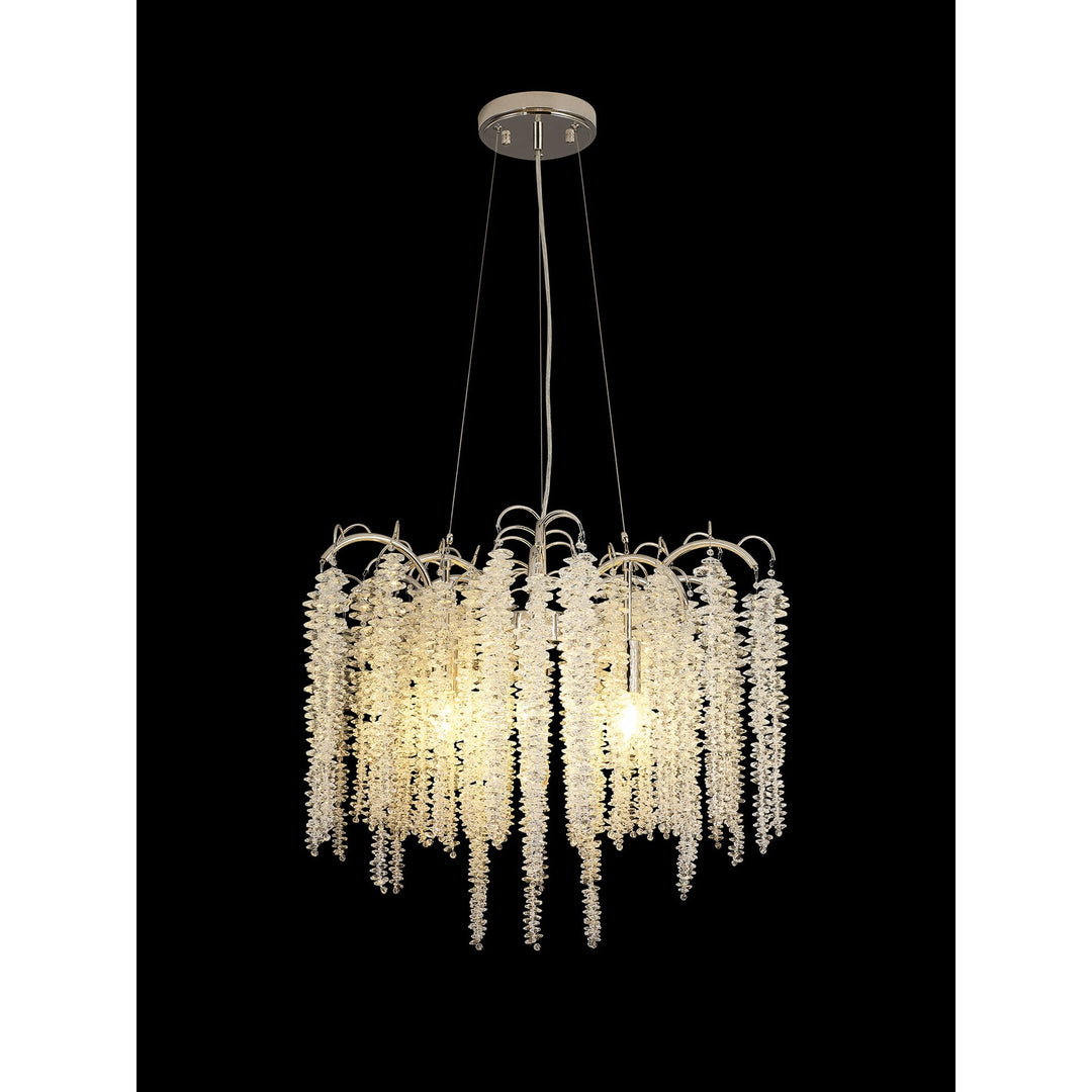 Diyas IL32882 Wisteria Round Pendant 7 Light E14 Polished Nickel / Crystal