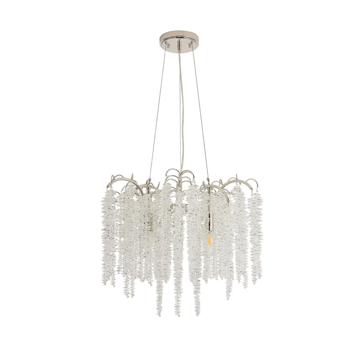 Diyas IL32882 Wisteria Round Pendant 7 Light E14 Polished Nickel / Crystal