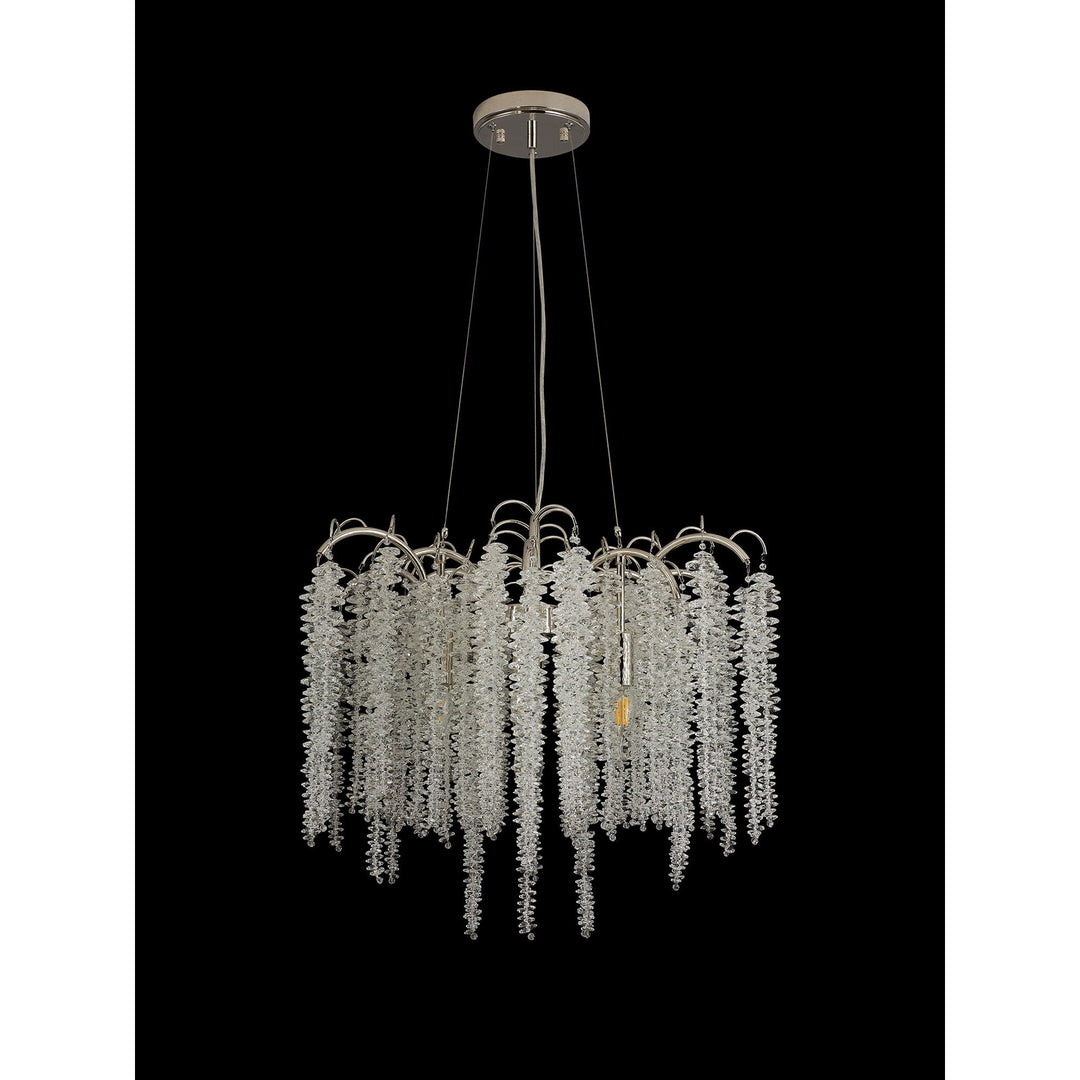 Diyas IL32882 Wisteria Round Pendant 7 Light E14 Polished Nickel / Crystal