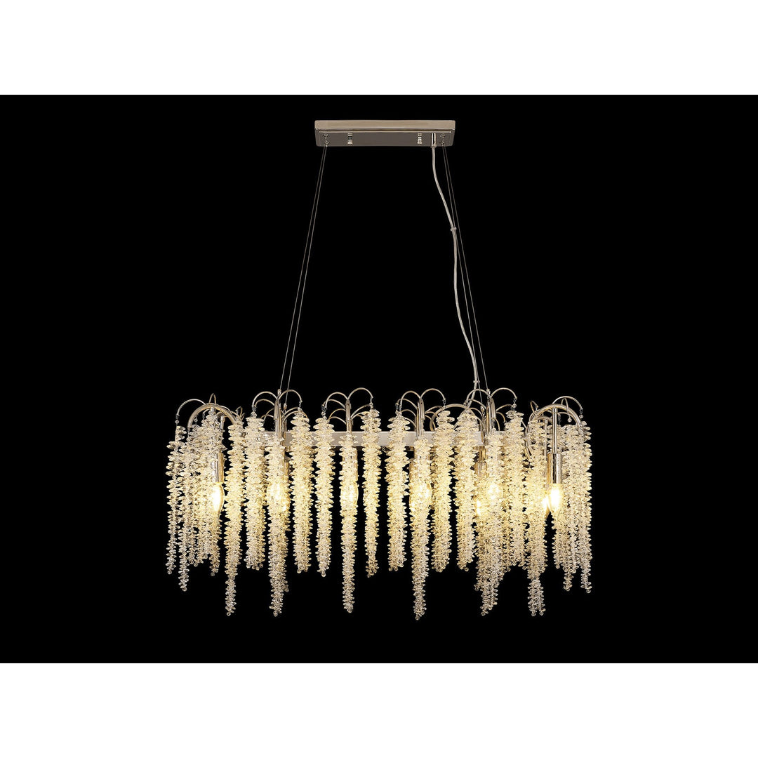 Diyas IL32884 Wisteria Oval Pendant 12 Light E14 Polished Nickel / Crystal