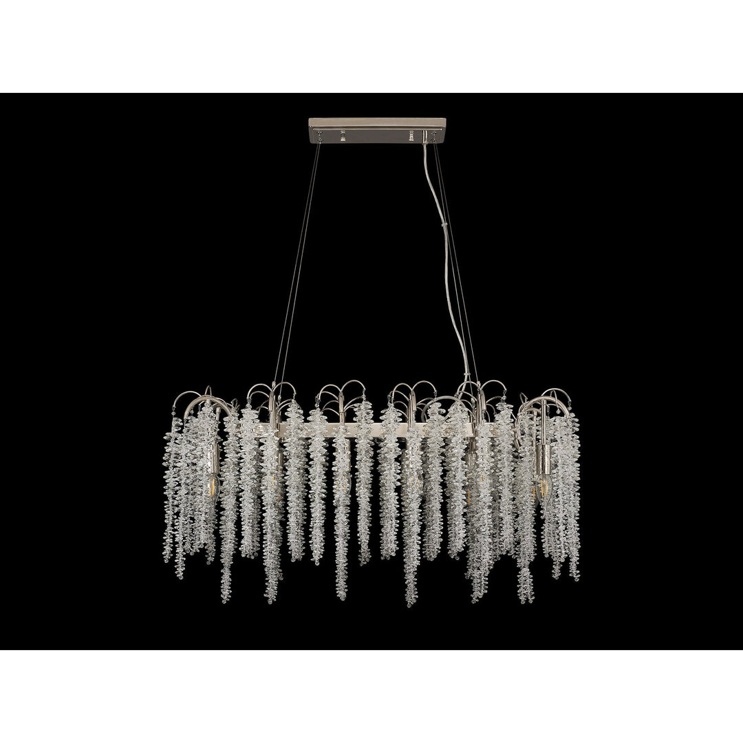 Diyas IL32884 Wisteria Oval Pendant 12 Light E14 Polished Nickel / Crystal