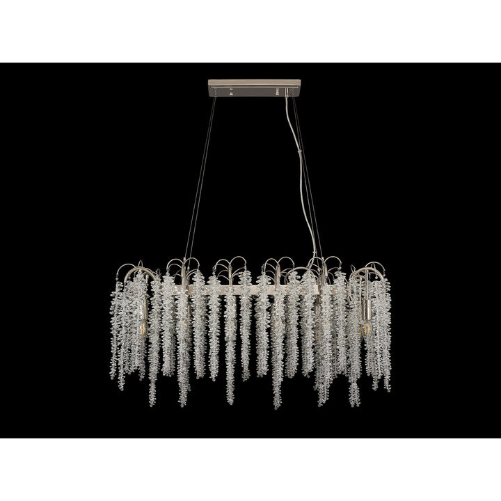 Diyas IL32884 Wisteria Oval Pendant 12 Light E14 Polished Nickel / Crystal