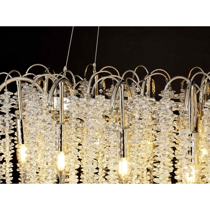 Diyas IL32884 Wisteria Oval Pendant 12 Light E14 Polished Nickel / Crystal