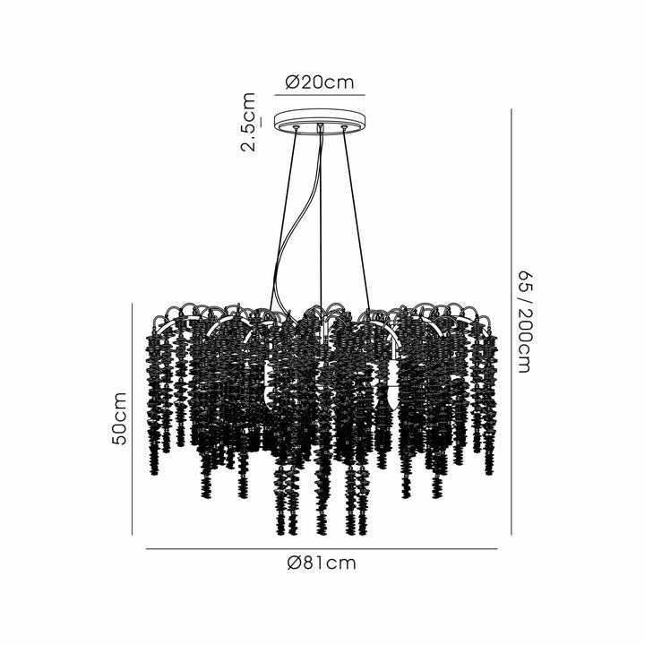 Diyas IL32883 Wisteria Round Pendant 9 Light E14 Polished Nickel / Crystal