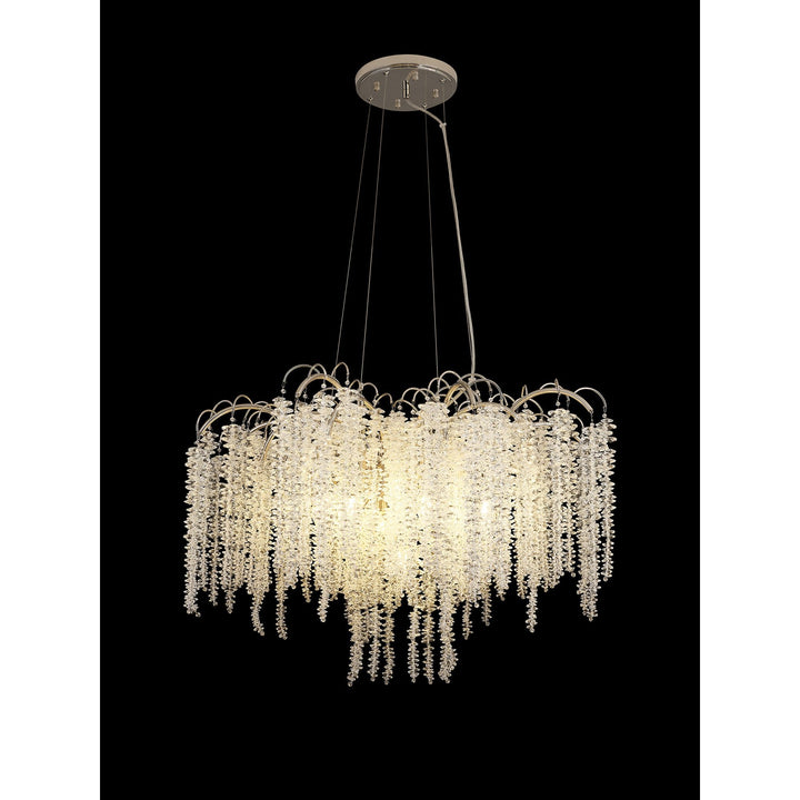 Diyas IL32883 Wisteria Round Pendant 9 Light E14 Polished Nickel / Crystal