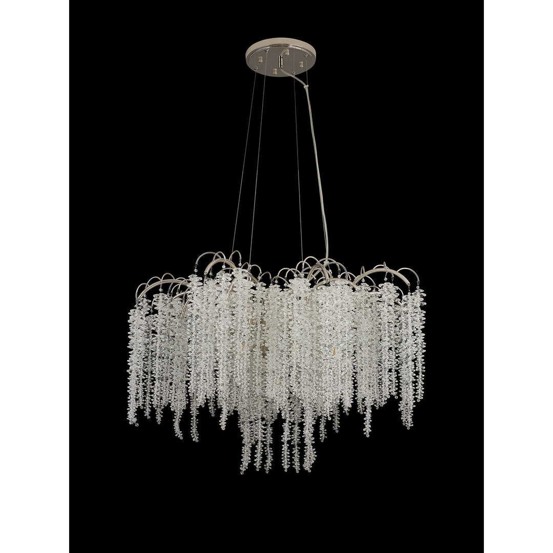 Diyas IL32883 Wisteria Round Pendant 9 Light E14 Polished Nickel / Crystal