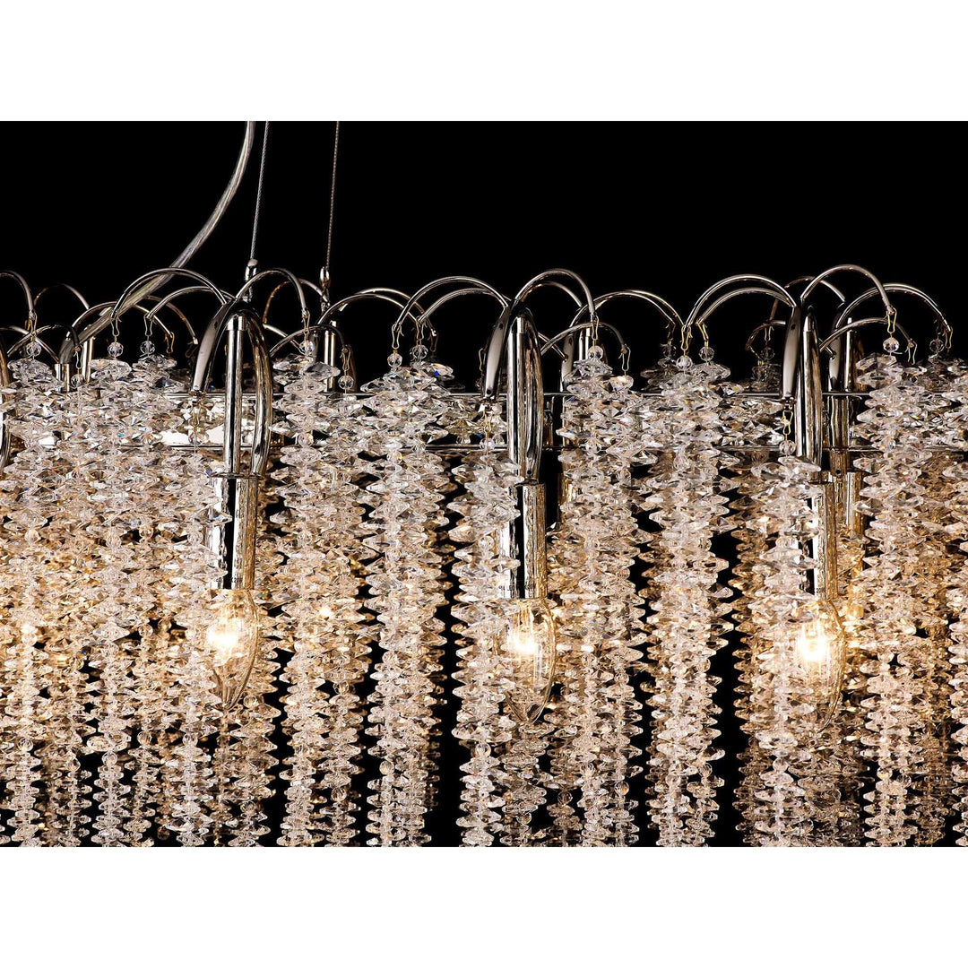 Diyas IL32907 Wisteria Oval Pendant 16 Light E14 Polished Nickel / Crystal