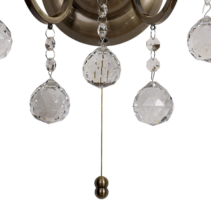 Diyas IL32122 Zinta Wall Lamp Switched 2 Light E14 Switched Antique Brass/Crystal