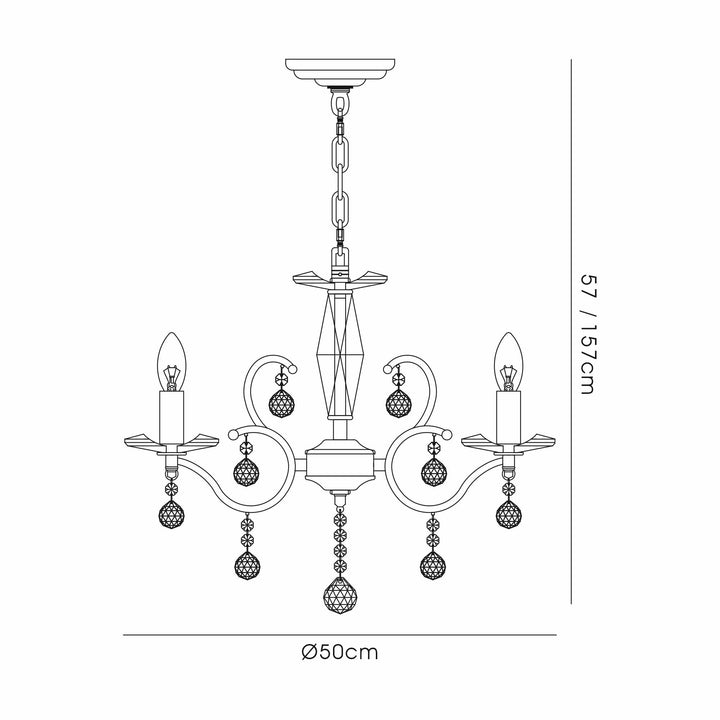 Diyas IL32124 Zinta Pendant 4 Light E14 Antique Brass/Crystal