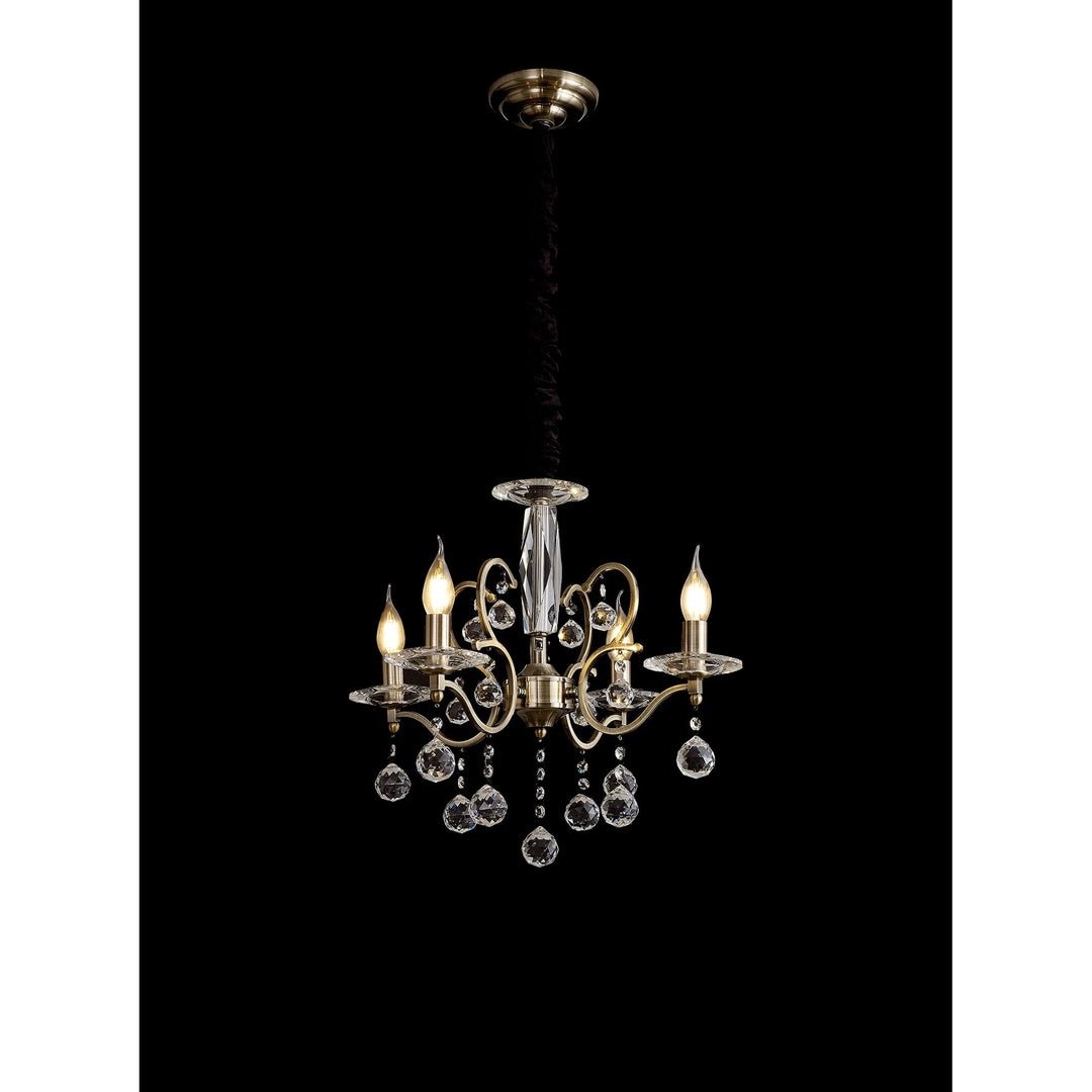 Diyas IL32124 Zinta Pendant 4 Light E14 Antique Brass/Crystal