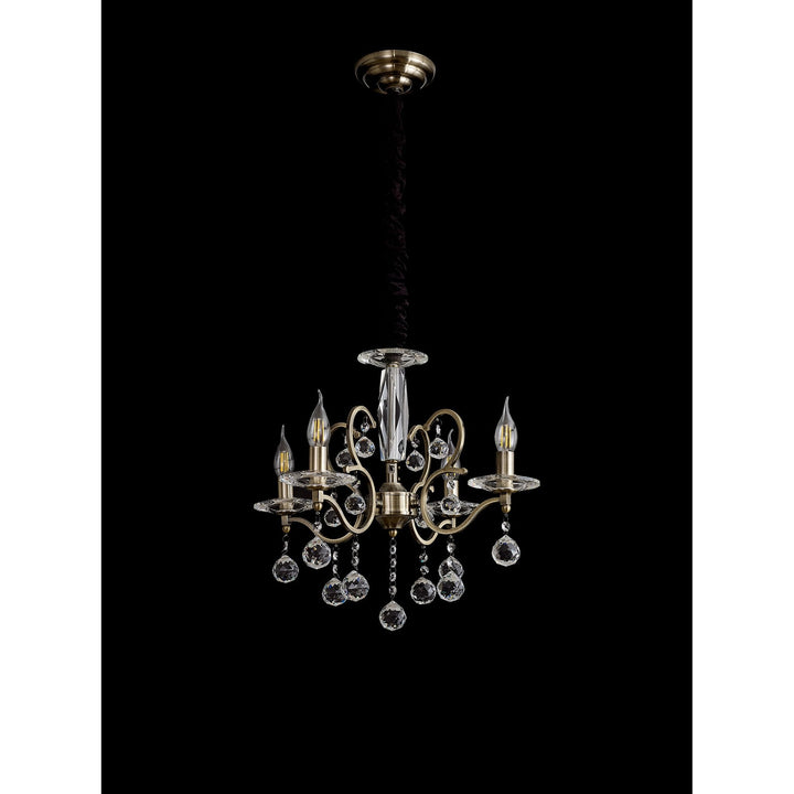 Diyas IL32124 Zinta Pendant 4 Light E14 Antique Brass/Crystal