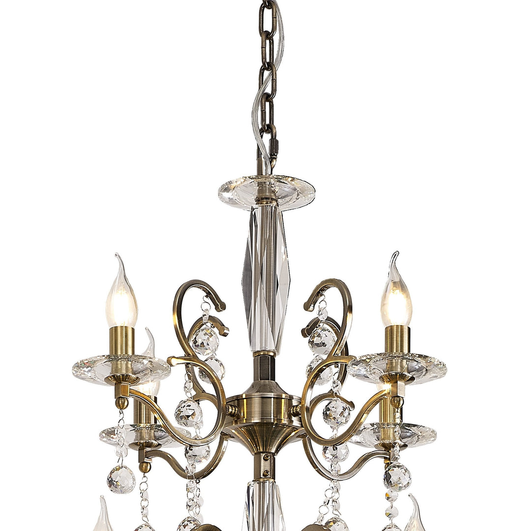 Diyas IL32126+4+12 Zinta Pendant 3 Tier 22 Light E14 Antique Brass/Crystal