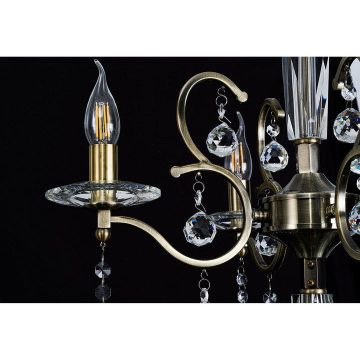 Diyas IL32126+4+12 Zinta Pendant 3 Tier 22 Light E14 Antique Brass/Crystal