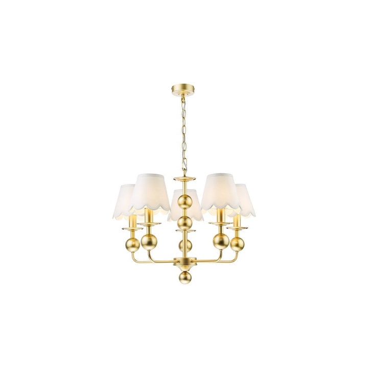 Dar TIL0535-NER262 Tilda 5 Light Pendant Satin Gold With Shade