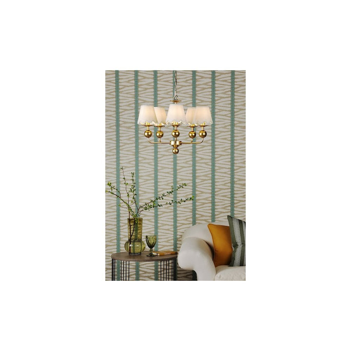 Dar TIL0535-NER262 Tilda 5 Light Pendant Satin Gold With Shade