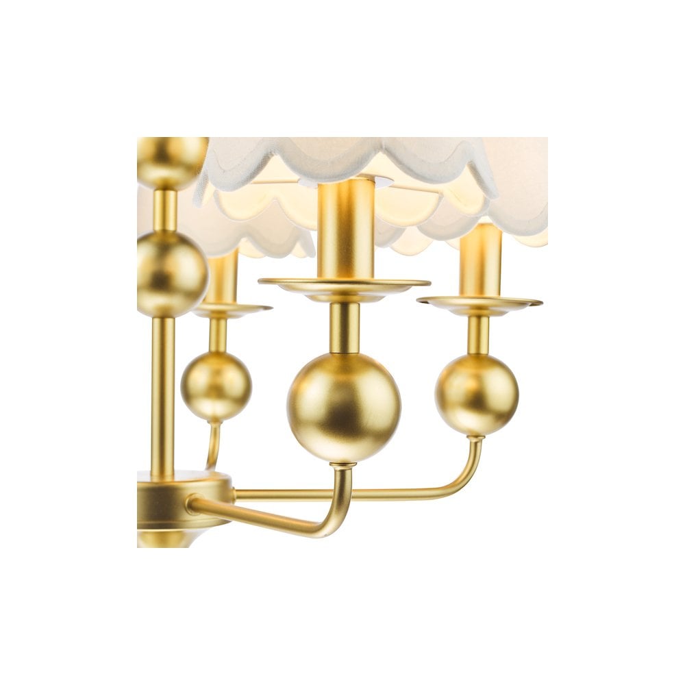 Dar TIL0535-NER262 Tilda 5 Light Pendant Satin Gold With Shade