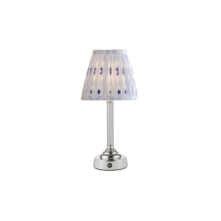 Dar VIR4238-IKA2623 Virgil Rechargeable Table Lamp Polished Nickel With Blue Shade LED