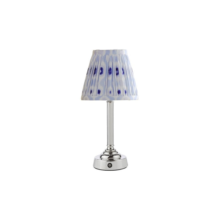 Dar VIR4238-IKA2623 Virgil Rechargeable Table Lamp Polished Nickel With Blue Shade LED