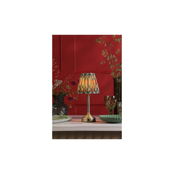 Dar VIR4275-IKA2625 Virgil Rechargeable Table Lamp Matt Antique Brass With Red Shade LED