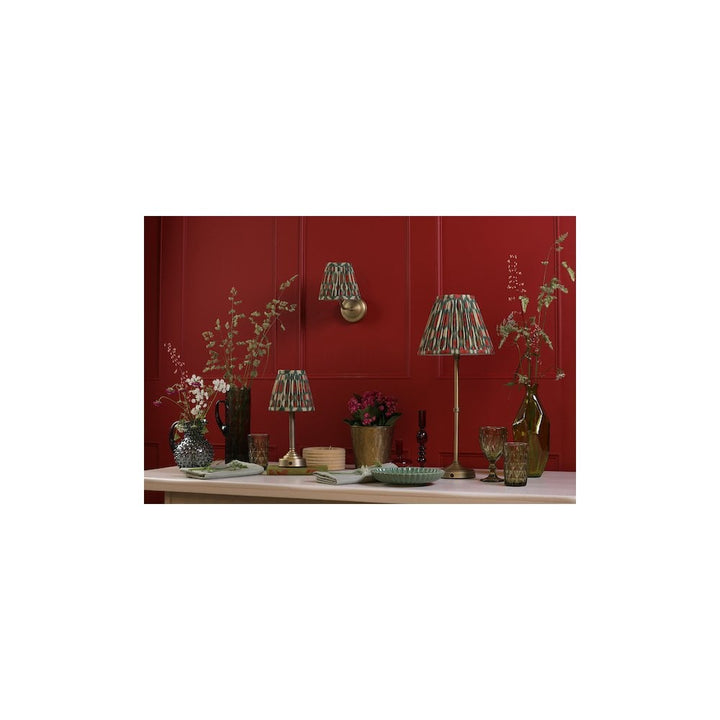 Dar VIR4275-IKA2625 Virgil Rechargeable Table Lamp Matt Antique Brass With Red Shade LED