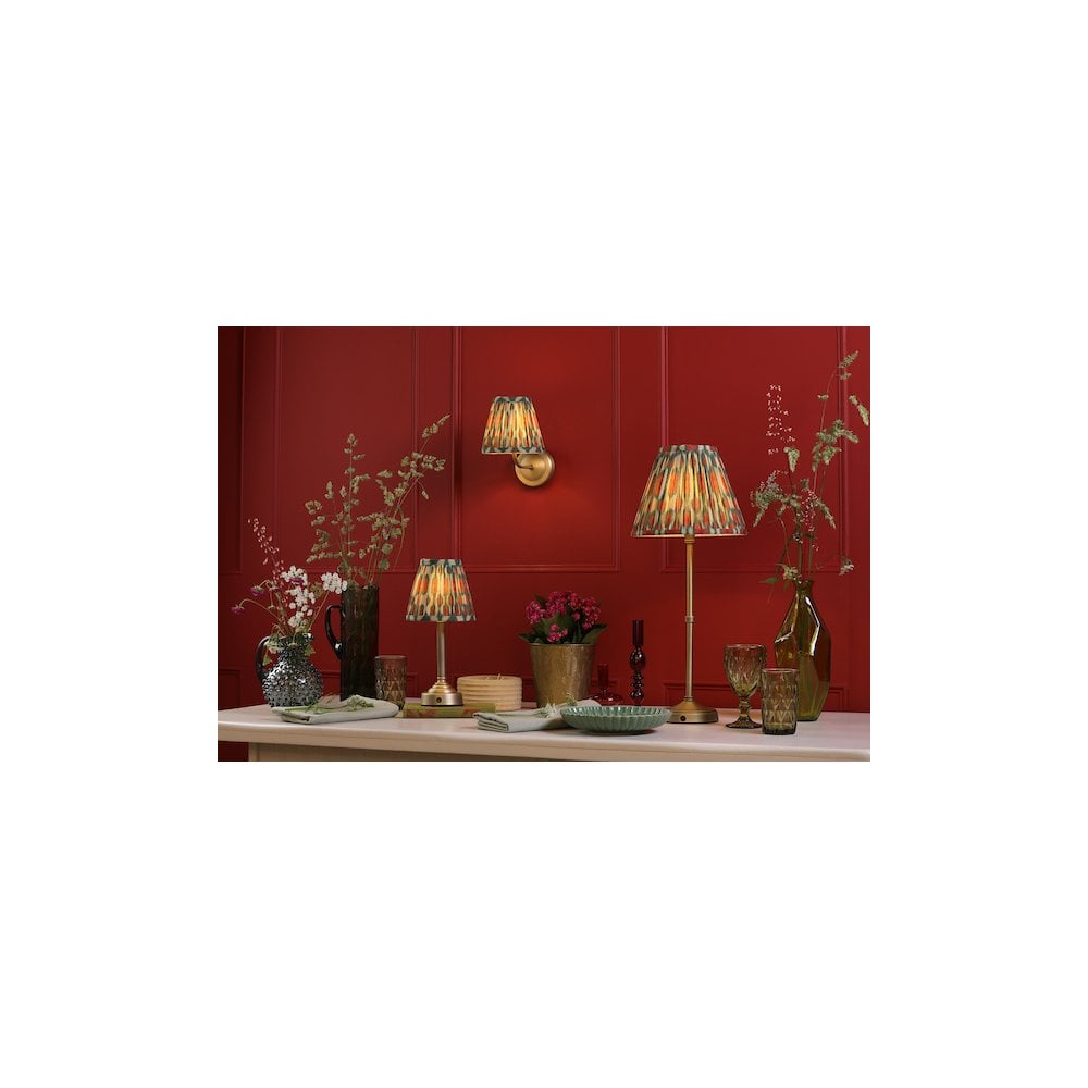 Dar VIR4275-IKA2625 Virgil Rechargeable Table Lamp Matt Antique Brass With Red Shade LED