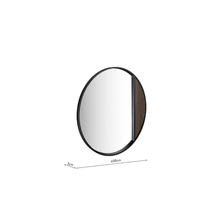 Dar 002RAS002 Rasmus Mirror Mocha Veneer and Matt Black 50cm