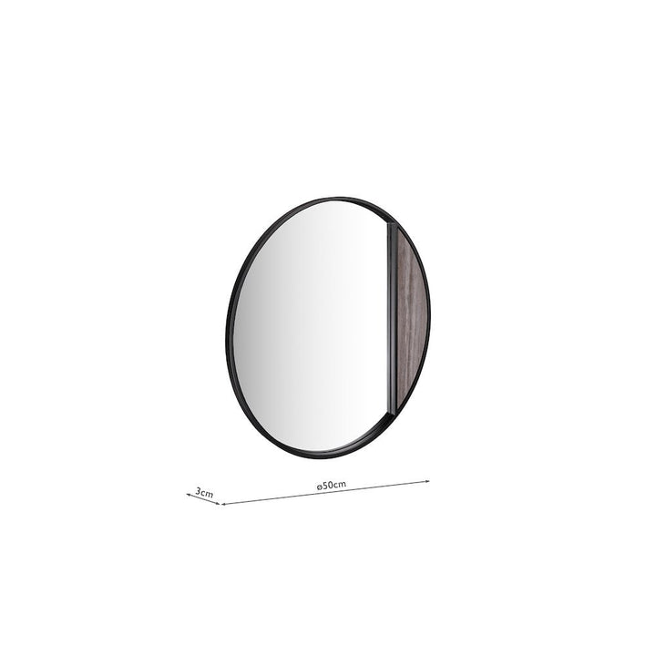 Dar 002RAS004 Rasmus Mirror Brown Stone Veneer and Matt Black 50cm