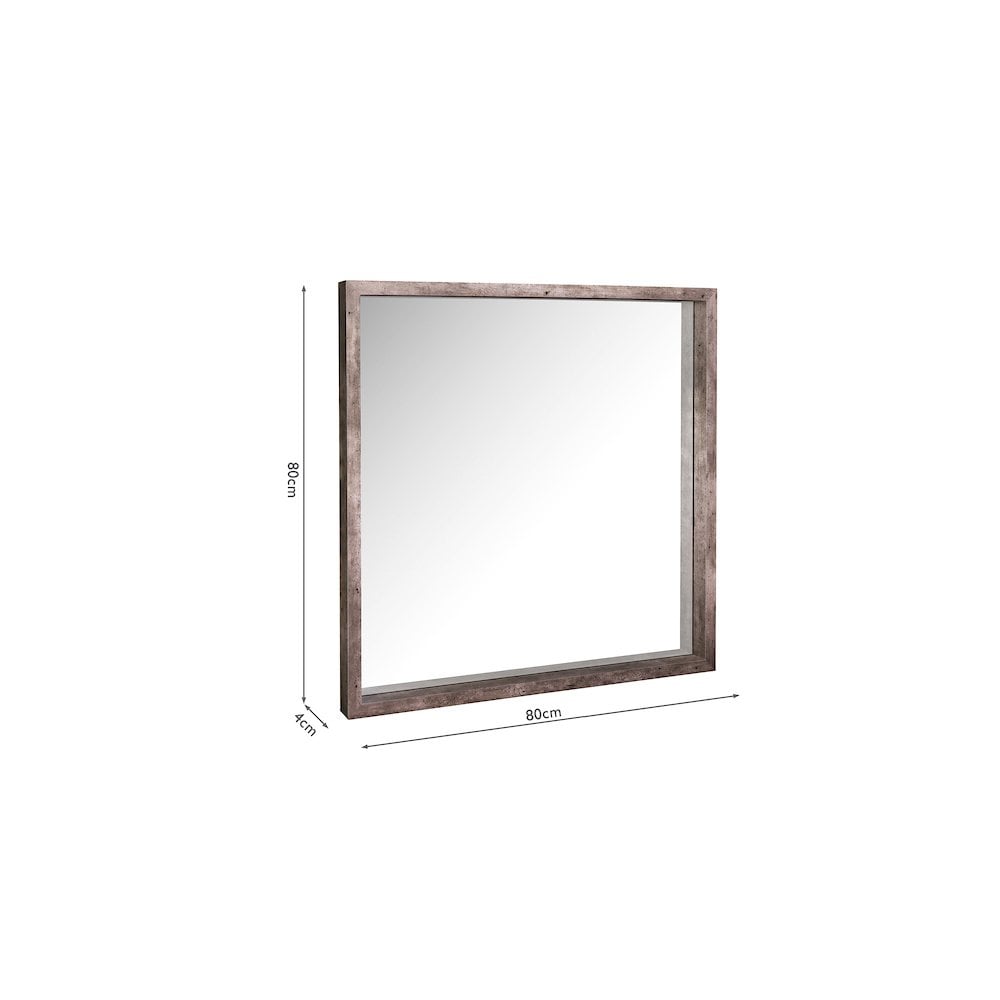 Dar 002ROC001 Rocco Mirror Distressed Concrete Effect Veneer 80 X 80cm