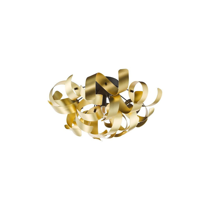 Dar SWA0422-05 Swash 4 Light Flush Black With Gold Ribbons